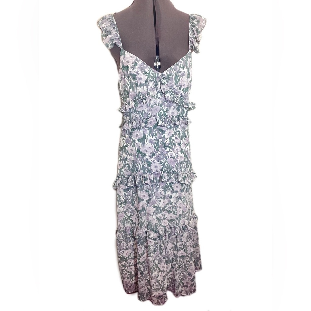 OPT Ingrid Floral Ruffle Tiered Midi Dress Size M